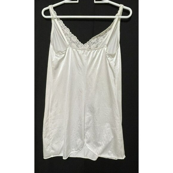 Vanity Fair Silky White Nylon Lace Nightgown Negligee Short Slip Size 36 Vintage - Picture 2 of 8